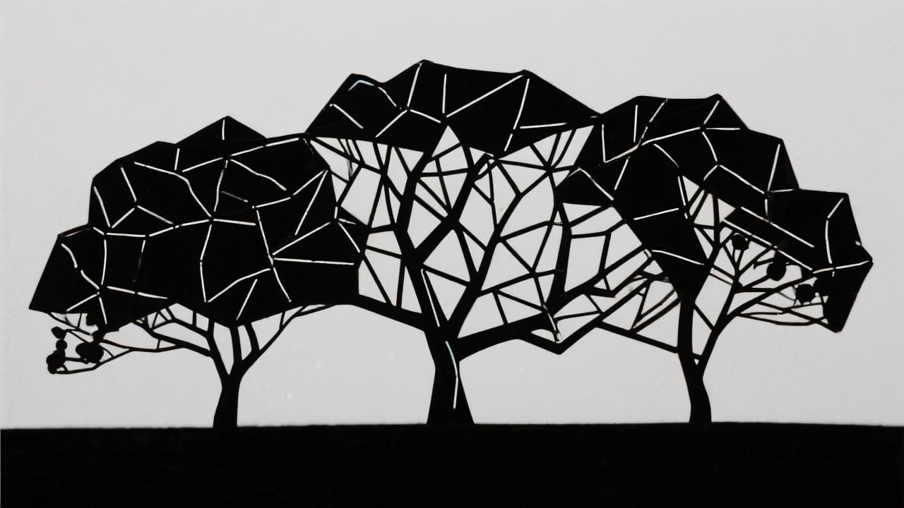 geometric tree silhouettes - Minimalist and Geometric Interpretations